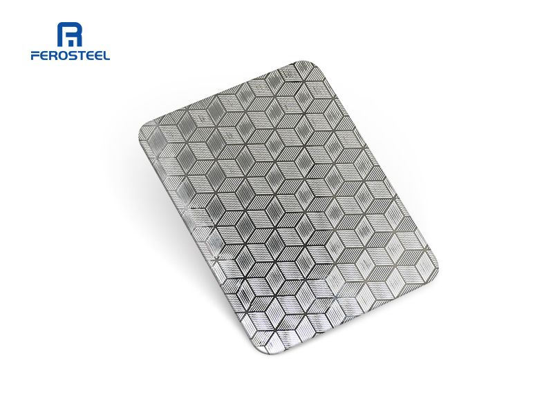 Custom stainless steel sheet embossed finish cube pattern