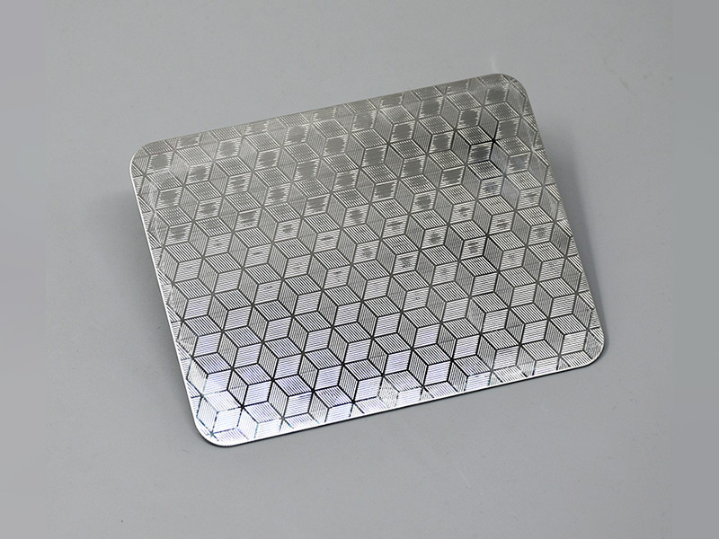 Custom stainless steel sheet embossed finish cube pattern