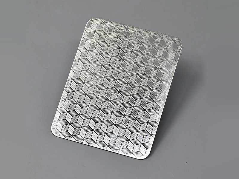Custom stainless steel sheet embossed finish cube pattern