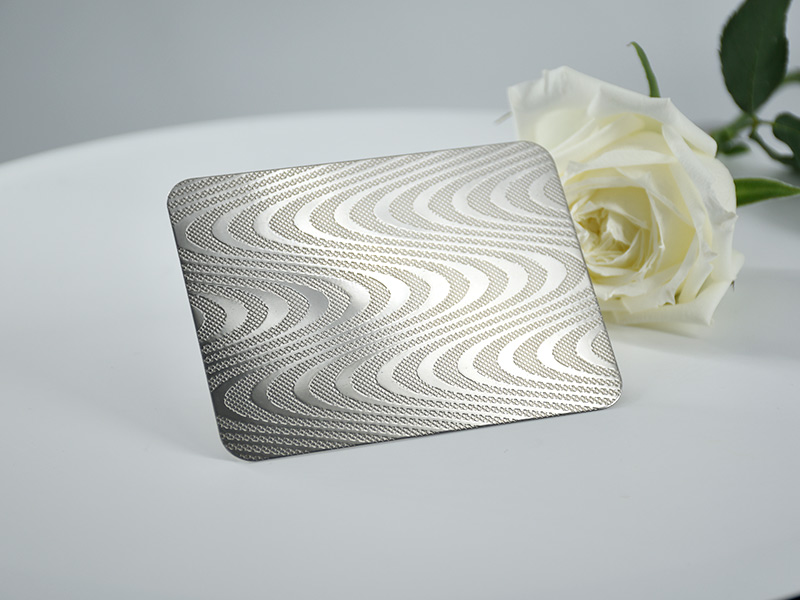 Custom stainless steel emobossed finish water ripple pattern