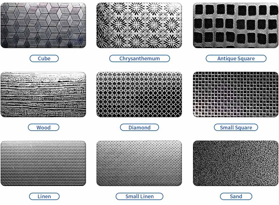 stainless steel embossed pattern finishes Design