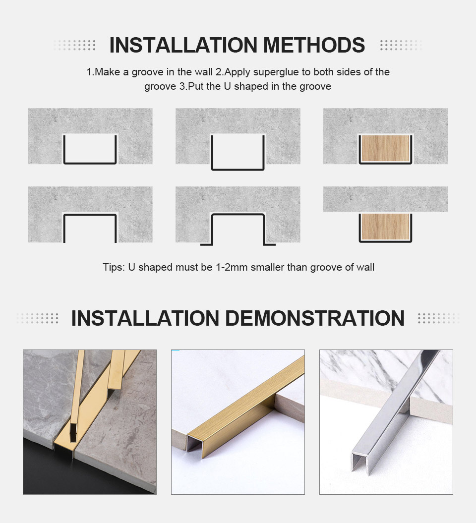 Profiles Stainless Steel U Channel Tile