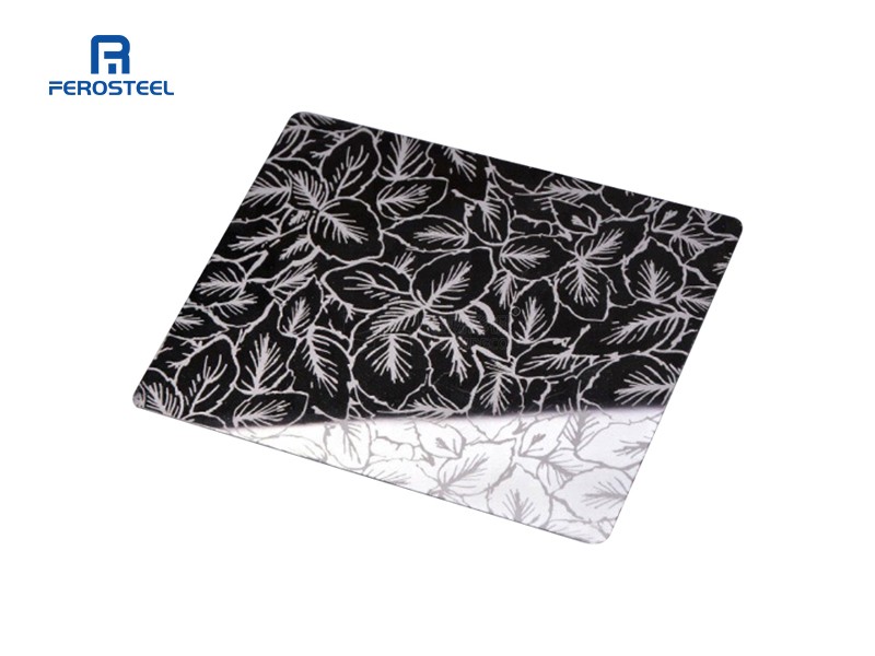 Mirror Silver Pattern Etched Finish Stainless Steel  Sheet
