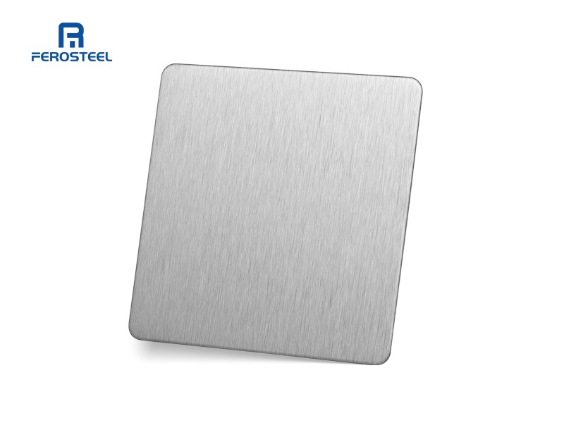 silver brushed stainless steel plate
