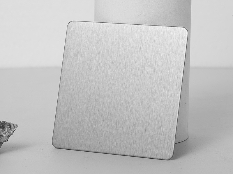 silver brushed stainless steel plate