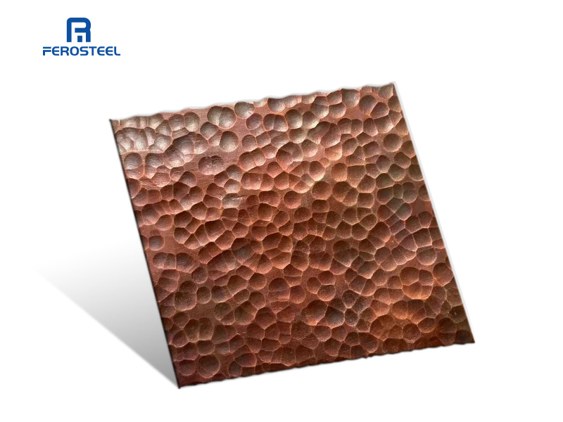 Red bronze hammered decorative plate