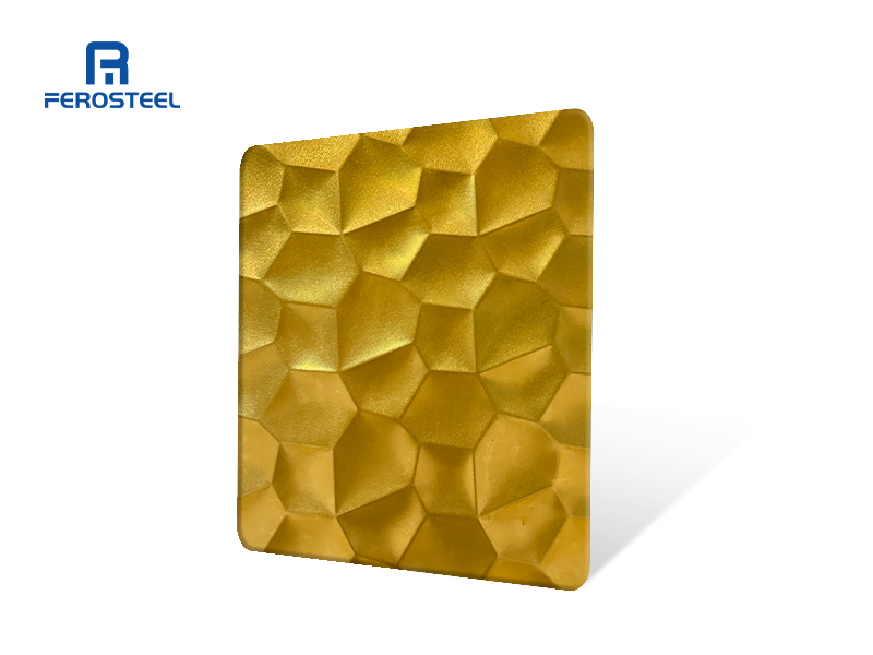 Soccer Pattern Stamped Stainless Steel Sheet | Titanium Gold Finish | Decorative Metal Panel
