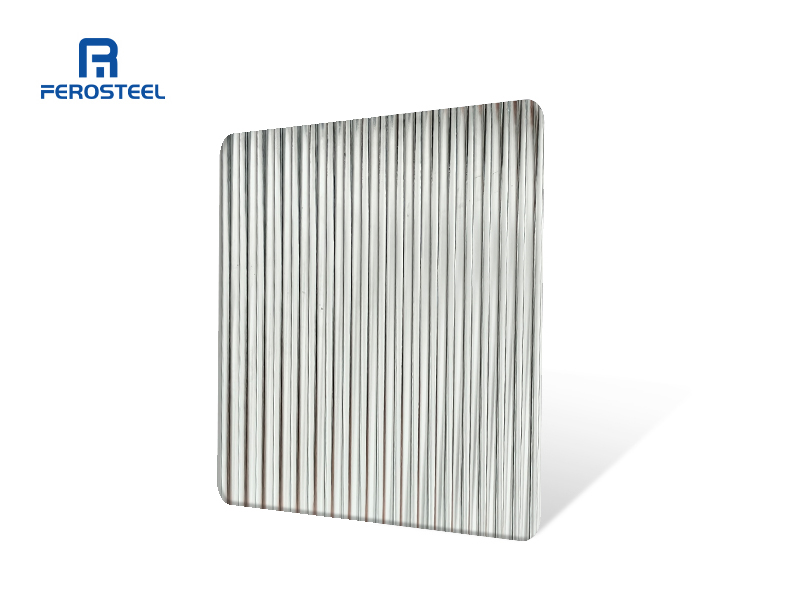 Decorative Stamped Stainless Steel Sheet with Vertical Line Pattern | Ferosteel