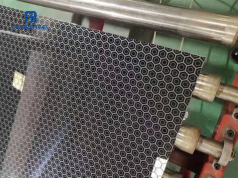 Etched black mirror elevator sheet