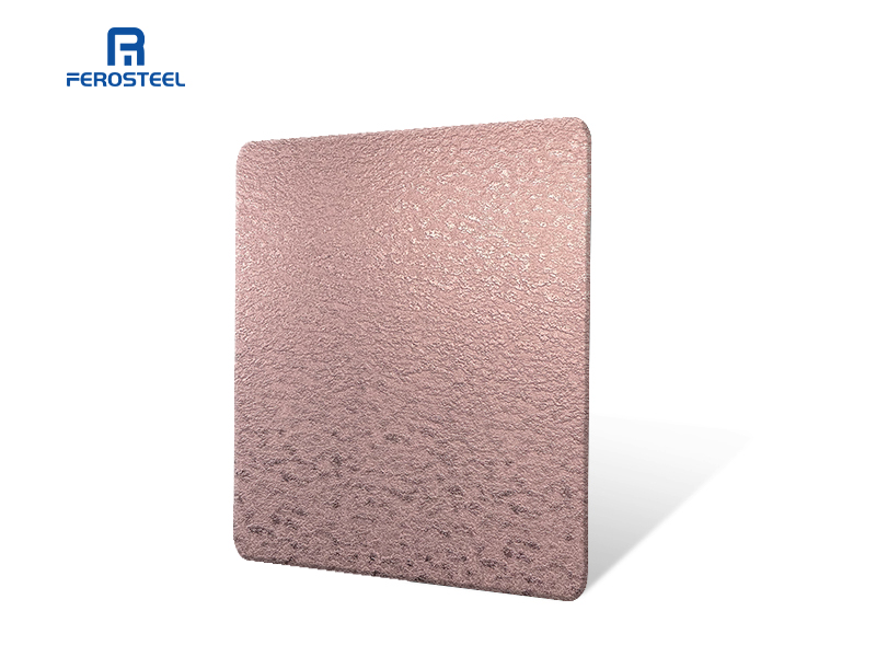Decorative rose red stainless steel sheet with embossed pattern