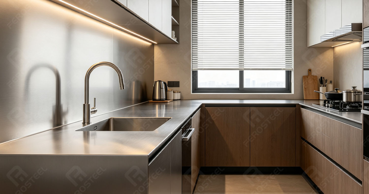 Scratch resistant steel panels for countertops Scratch resistant steel panels for countertops