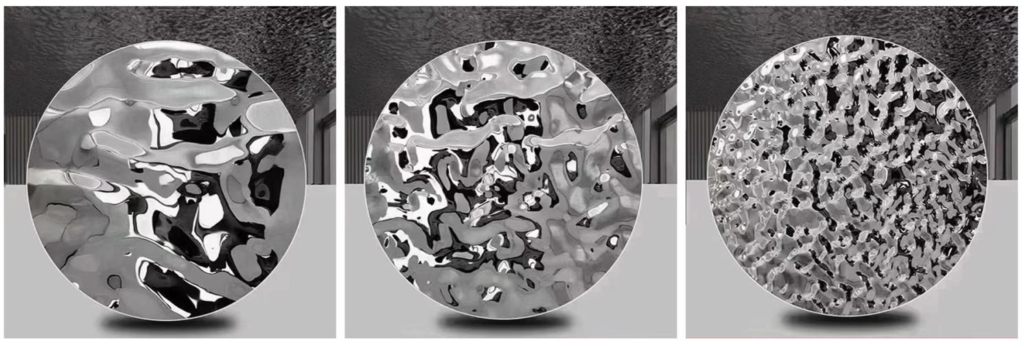 Three textured stainless patterns with different density